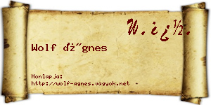Wolf Ágnes névjegykártya